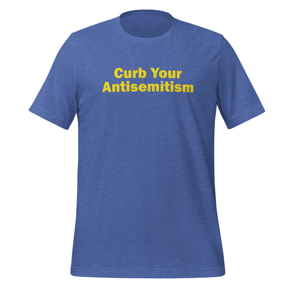 Curb your antisemitism short sleeve tshirt with star of david for the dot in the first "I" in the word semitism, mimicing the font used in larry davids curb your enthusiasm